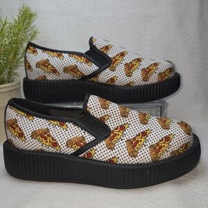 T.U.K Black and White Pizza Print Flats